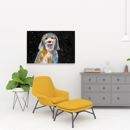 Blue Abstract Labradoodle Canvas | Living Room Decor Art