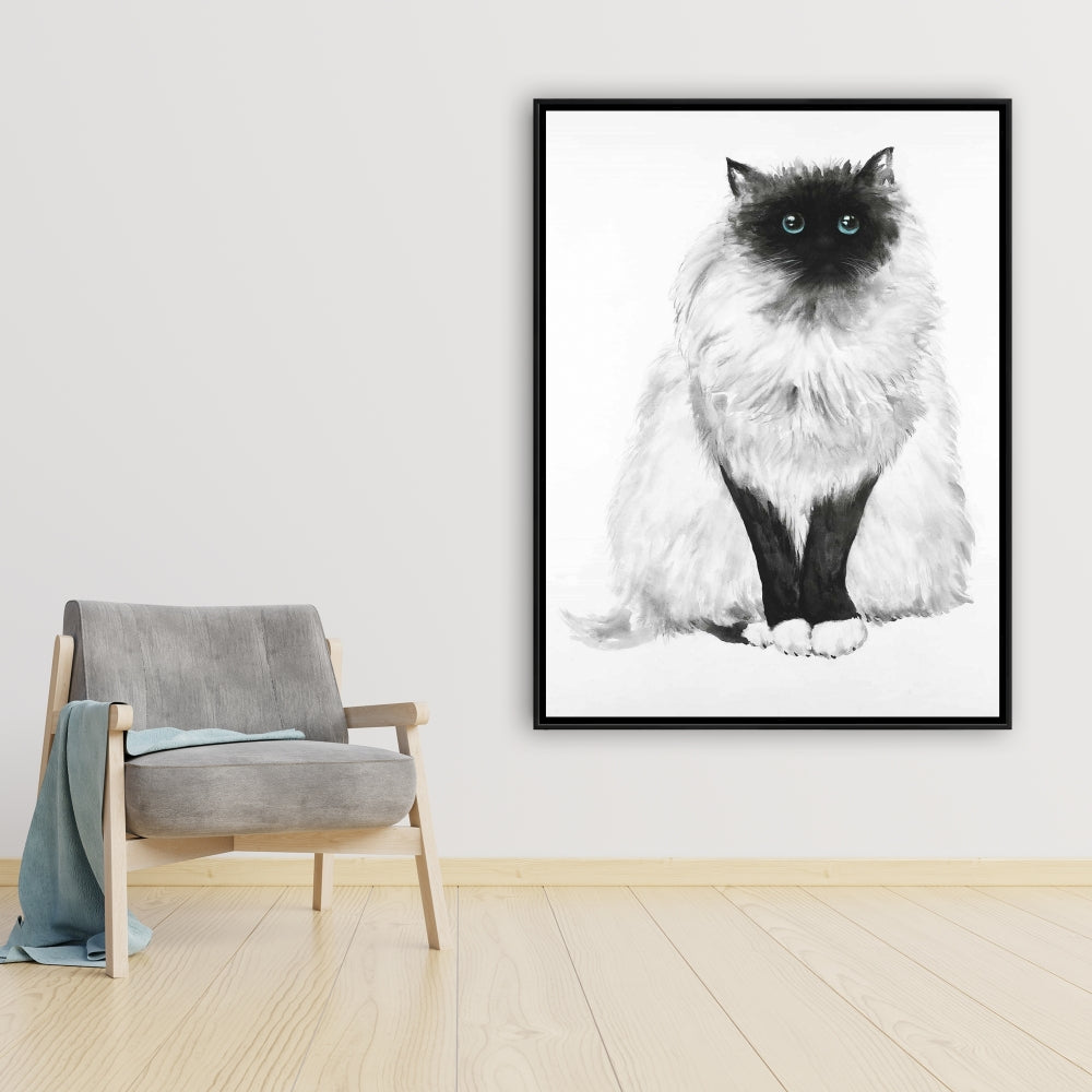 Toile « Chat siamois aux yeux bleus » | Décoration de chambre minimaliste