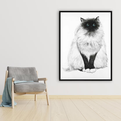 Toile « Chat siamois aux yeux bleus » | Décoration de chambre minimaliste