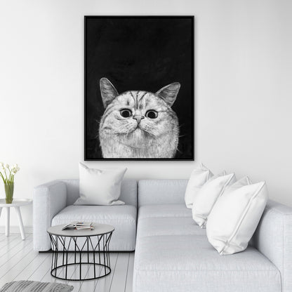 Watching Cat Framed Canvas | Home Decor for Pet Lovers