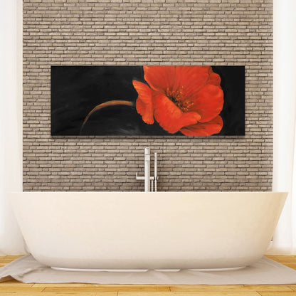 Red Flower Black Canvas - Elegant Bedroom Wall Art Decor