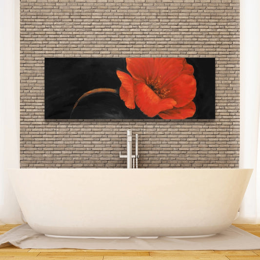 Red Flower Black Canvas - Elegant Bedroom Wall Art Decor