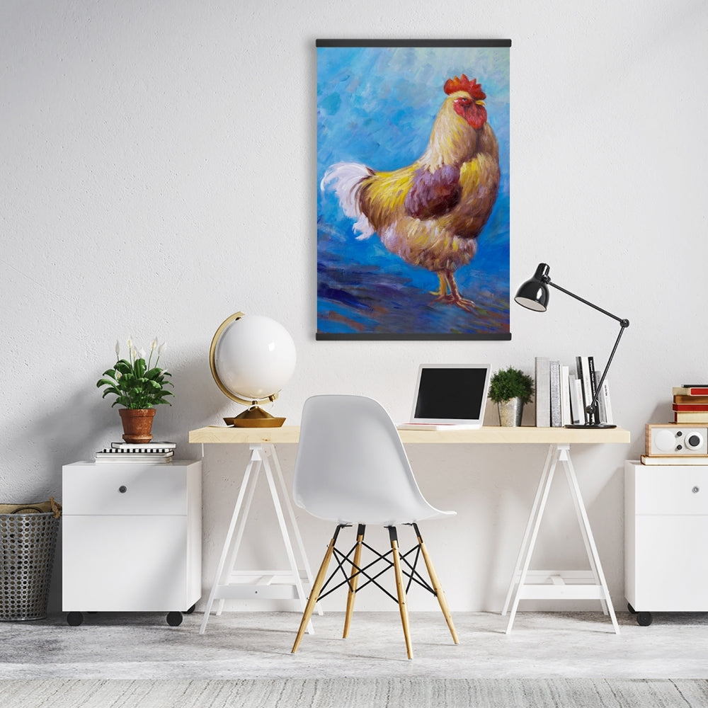 Beautiful Rooster Kitchen Canvas - Blue Farm Animals Decor