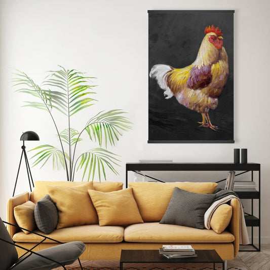 Beautiful Rooster 2 Brown Rustic Animals Magnetic Canvas Decor