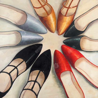 Toile contemporaine : Cinq paires de chaussures pour femmes | Décoration d'intérieur