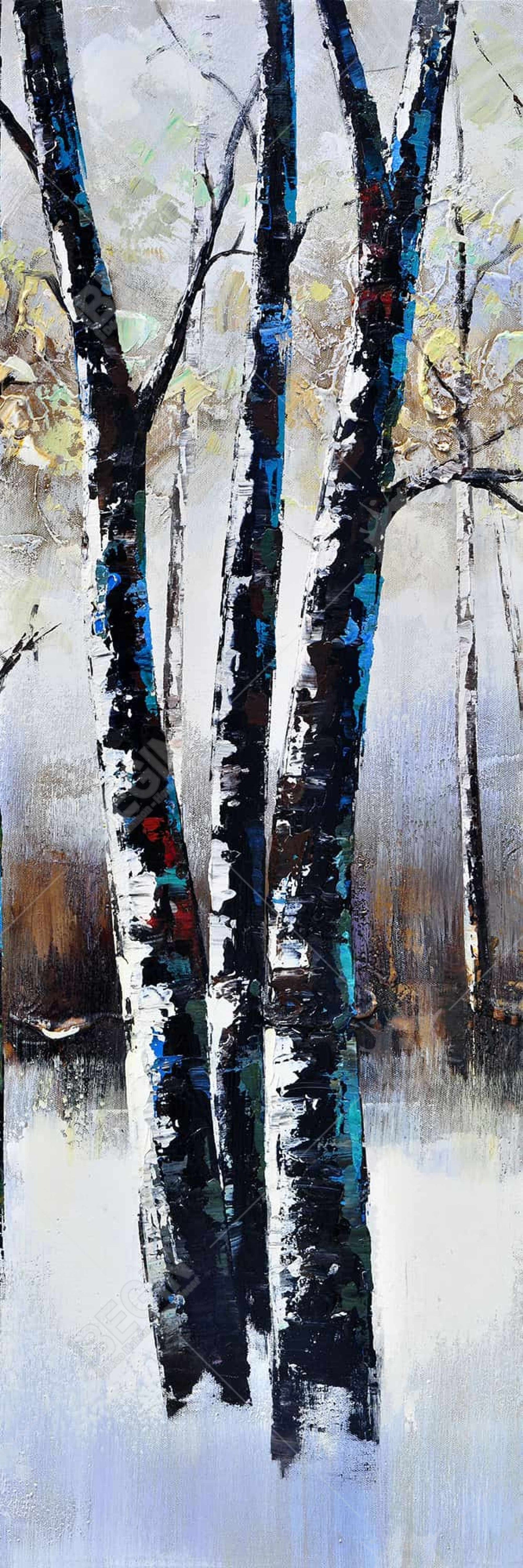 Toile bleue « Arbres givrés » pour chambre à coucher | Décoration d'intérieur