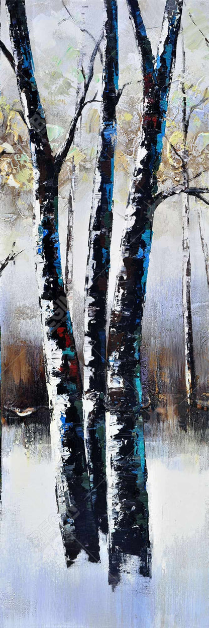 Toile bleue « Arbres givrés » pour chambre à coucher | Décoration d'intérieur