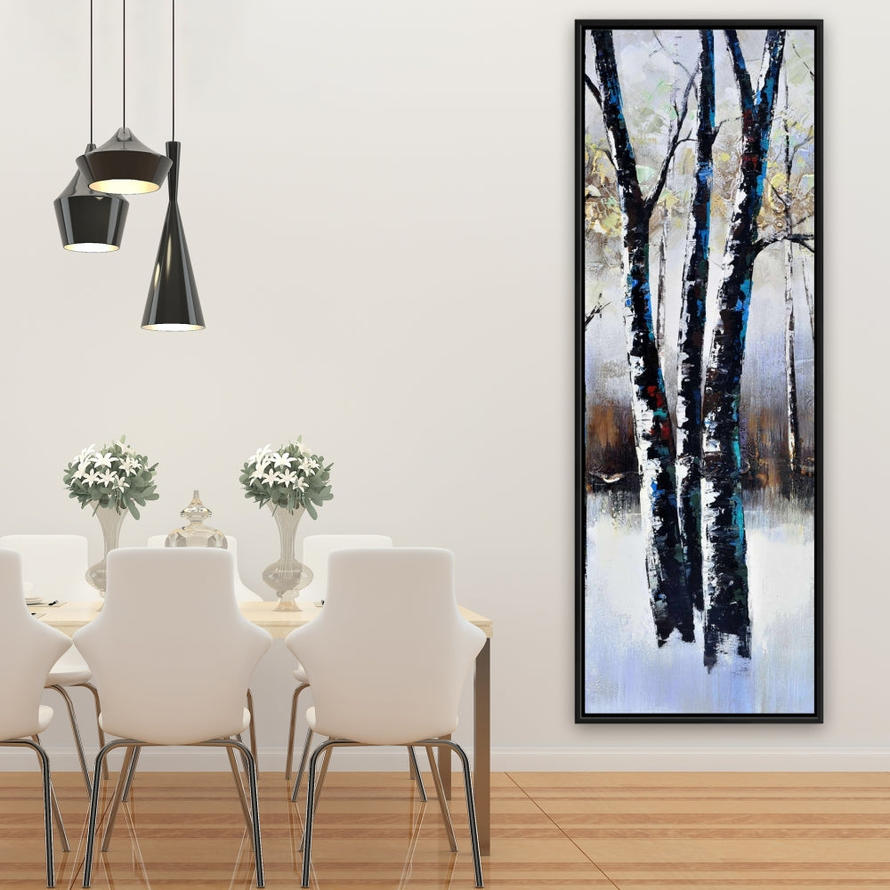 Toile bleue « Arbres givrés » pour chambre à coucher | Décoration d'intérieur