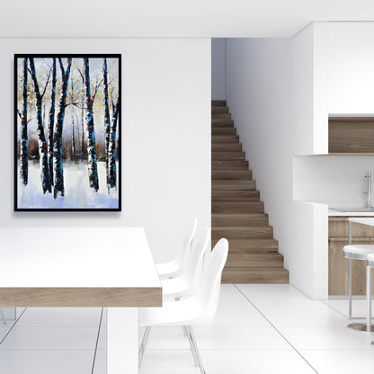 Toile bleue « Arbres givrés » pour chambre à coucher | Décoration d'intérieur