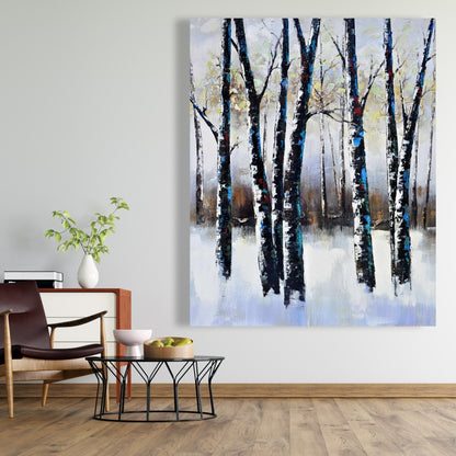 Frosted Trees Canvas | Contemporary Landscape Home Decor