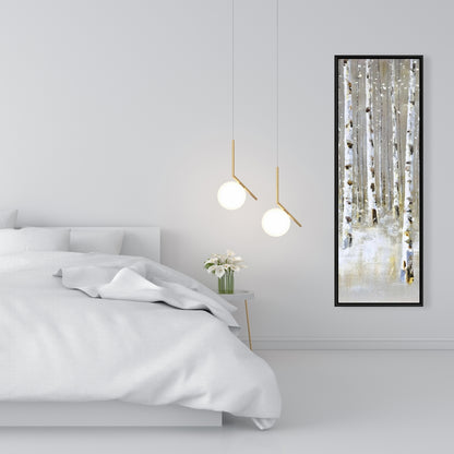 Forêt de bouleaux en hiver | Toile encadrée moderne pour décoration intérieure