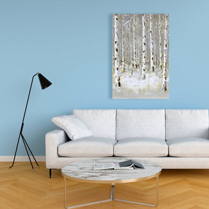 Birch Forest by Winter Canvas | Trees Landscapes Bedroom Decor