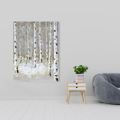 Birch Forest by Winter Canvas | Trees Landscapes Bedroom Decor