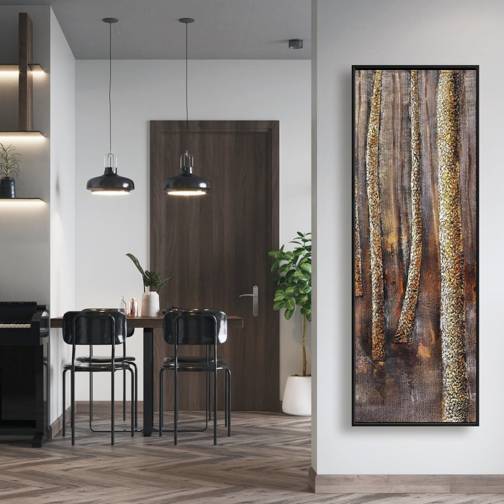 La Forêt Sombre - Décoration de chambre contemporaine sur toile encadrée marron