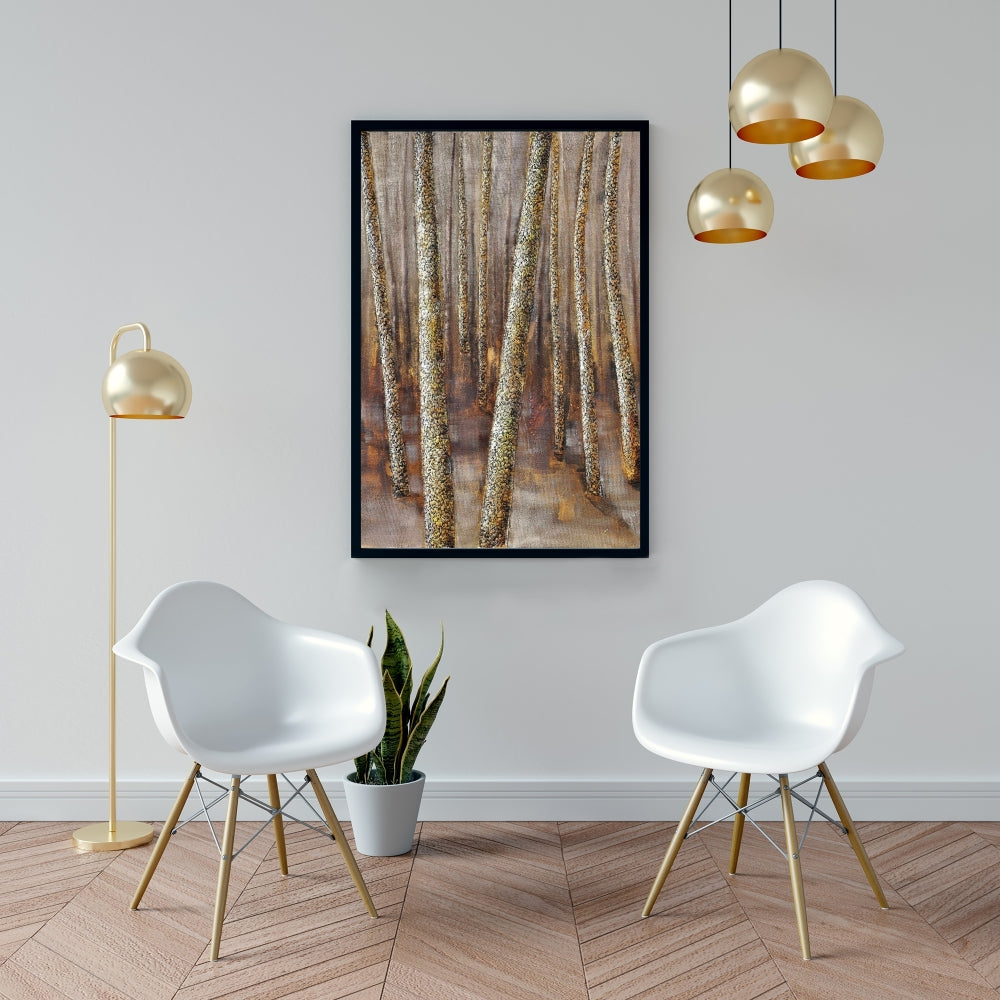 Toile Forêt - Décoration murale encadrée marron pour chambre à coucher