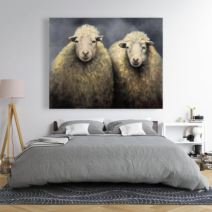 Toile rustique grise pour chambre à coucher – Décoration d'intérieur en laine de mouton
