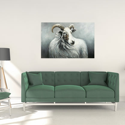 Cashmere Goat Canvas | Farm Animals White Decor for Home