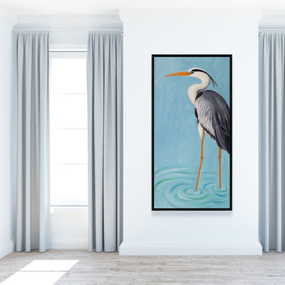 Grey Heron Marine Bedroom Framed Canvas | Home Decor Art