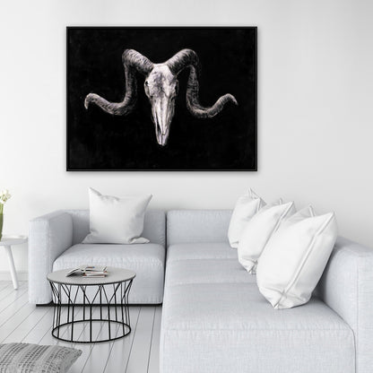 Gray Animals Bedroom Canvas - Skeleton Skulls Grunge Decor