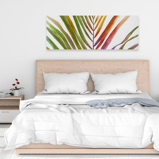 Exotic Blue Botanical Canvas | Watercolor Tropical Palm Decor