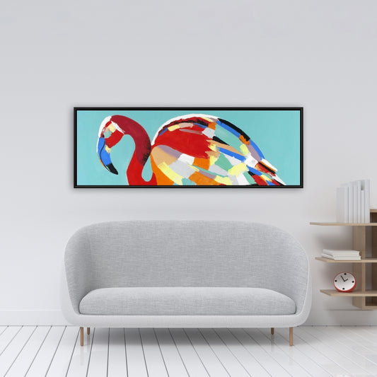 Toile encadrée rouge exotique flamant rose abstrait - Décoration d'intérieur