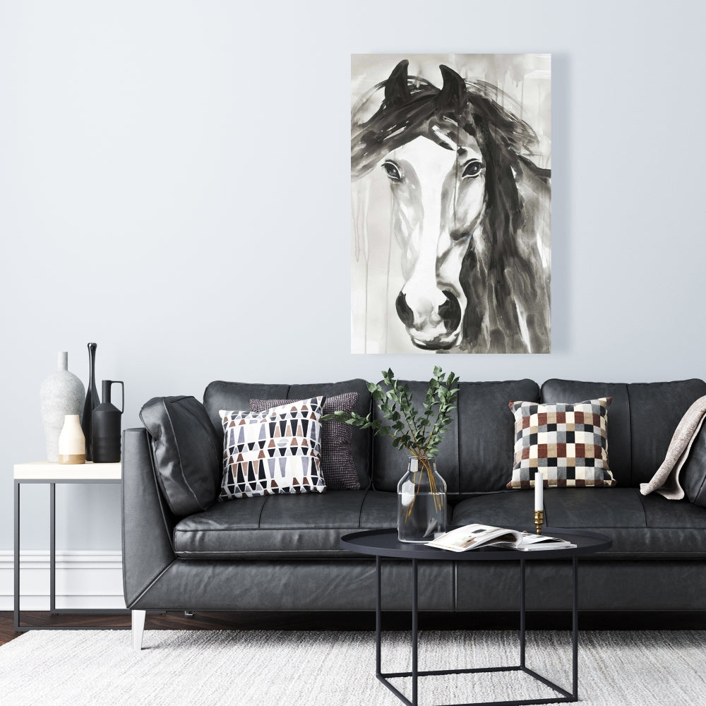Magnifique toile de cheval sauvage | Décoration minimaliste
