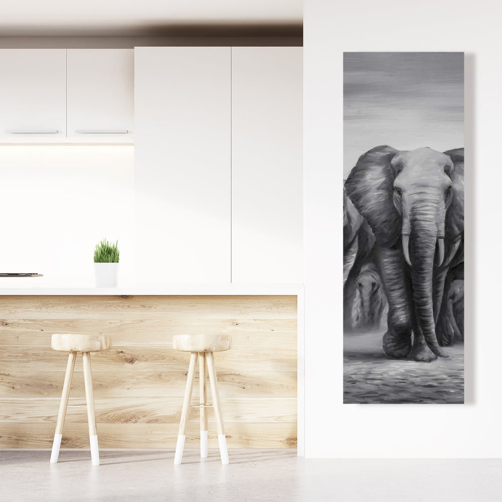 Herd of Elephants Canvas - African Wildlife Decor for Living Room