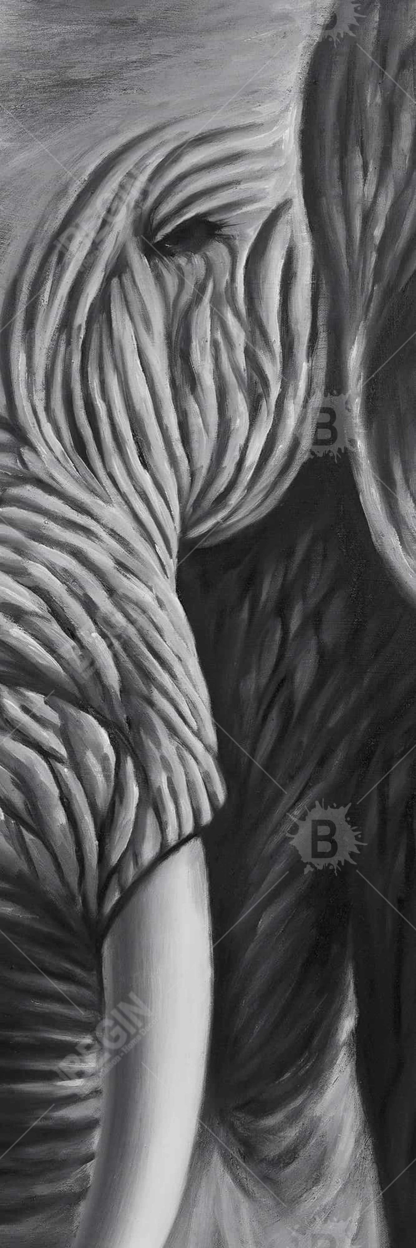 Toile encadrée gris éléphant – Décoration murale élégante pour salon