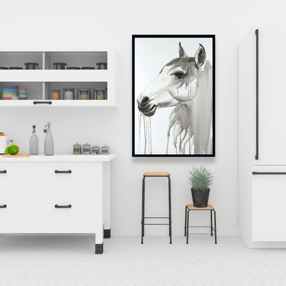 Beautiful White Horse Canvas | Minimalist Bedroom Decor
