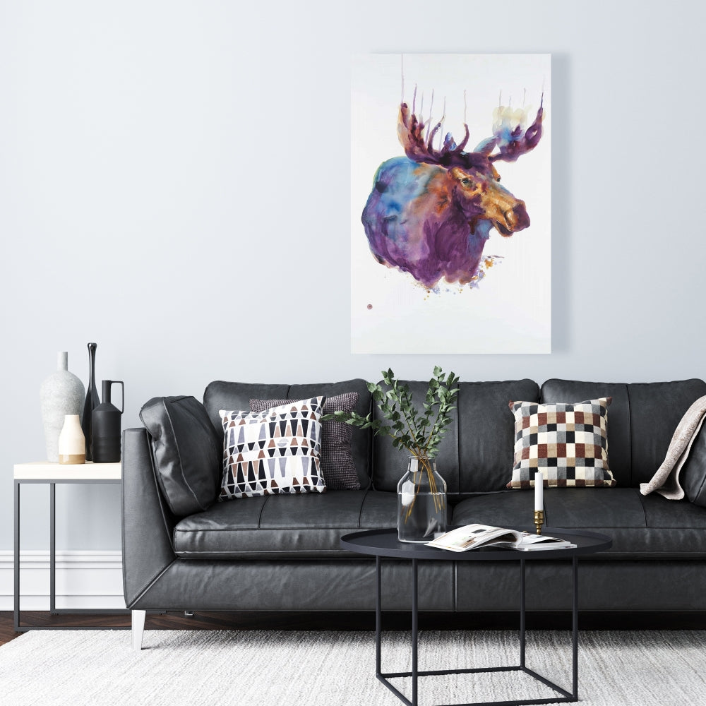 Toile abstraite d'élan | Décoration intérieure contemporaine avec cerf