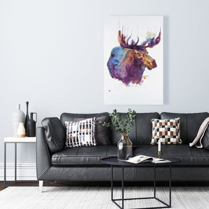 Toile abstraite d'élan | Décoration intérieure contemporaine avec cerf