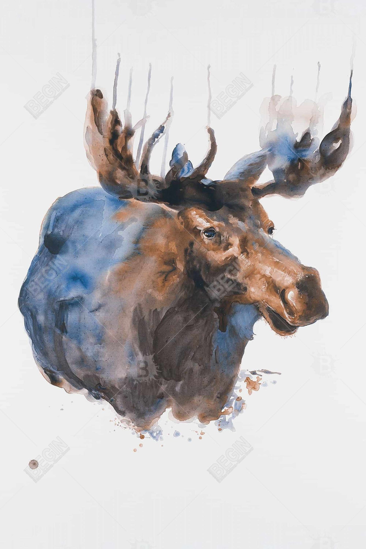 Abstract Blue Moose | Rustic Magnetic Stick Canvas Decor