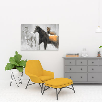 Abstract Herd of Horses Canvas - Brown Animal Home Decor