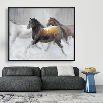 Toile encadrée Troupeau de chevaux sauvages | Décoration de chambre contemporaine