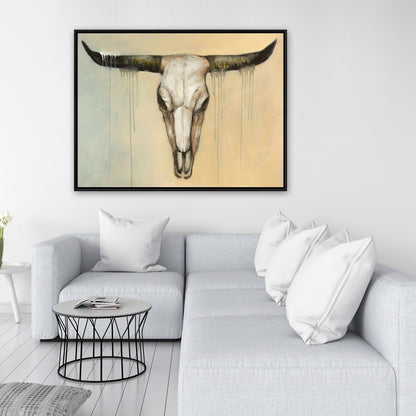 Bull Skull Farm Animal Decor | Framed Canvas for Bedroom