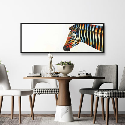 Toile encadrée Zèbre coloré | Art animalier exotique pour la décoration intérieure