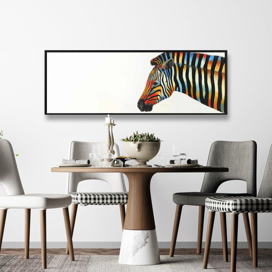 Colorful Zebra Framed Canvas | Exotic Animal Art for Home Decor