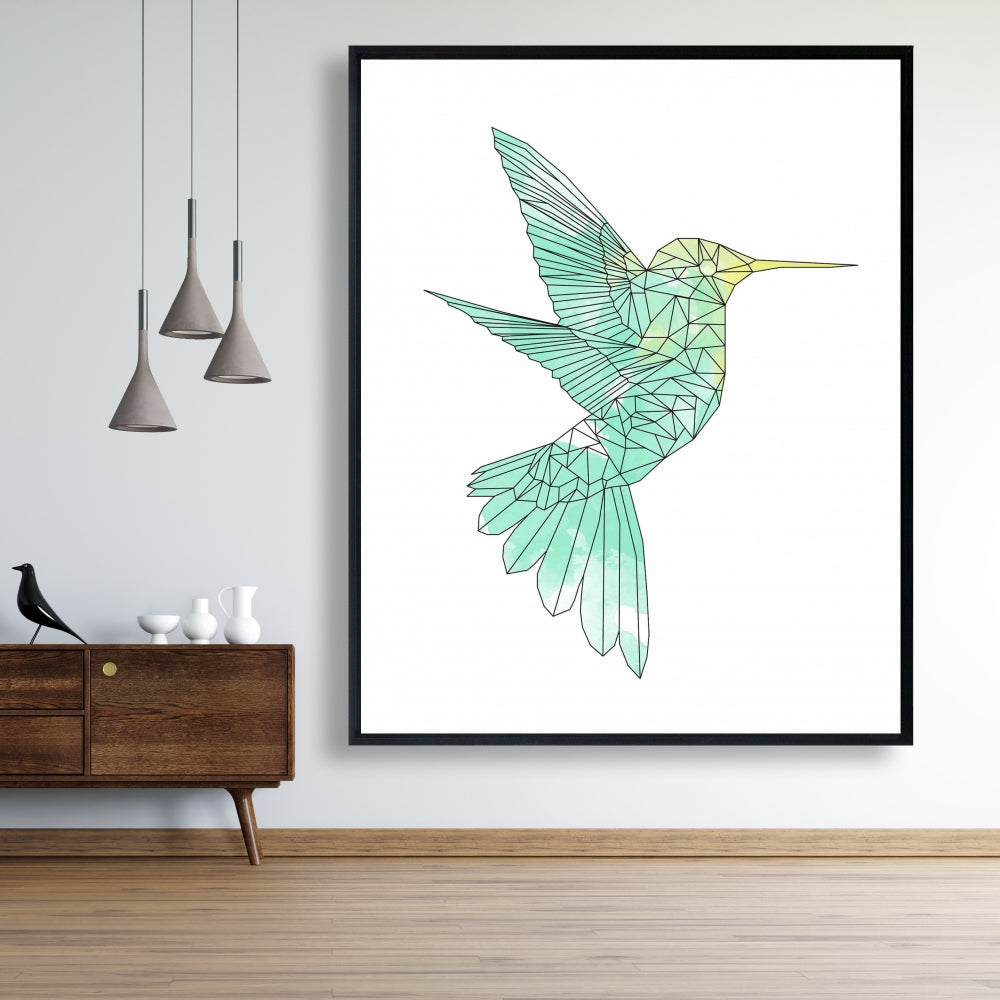 Toile géométrique Colibri | Décoration d'intérieur aux formes animales