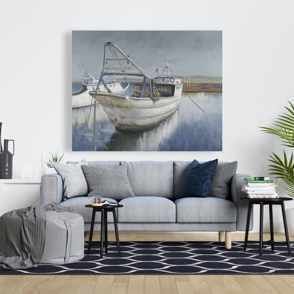 Blue Fishing Boat Canvas - Coastal Home Decor Wall Art