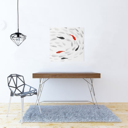 Swimming Fish Swirl Canvas | Asian Aquatic Animals Decor