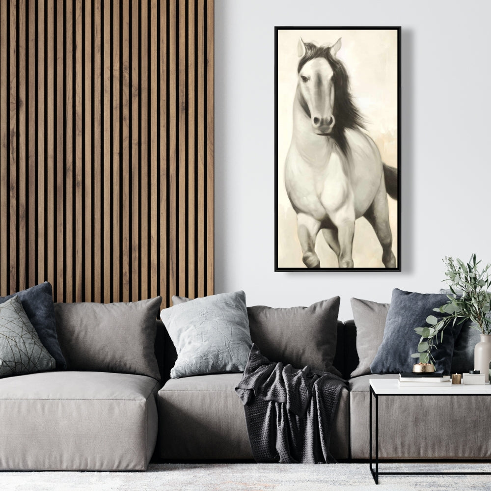 Graceful Horse Canvas | White Bedroom Western Framed Decor