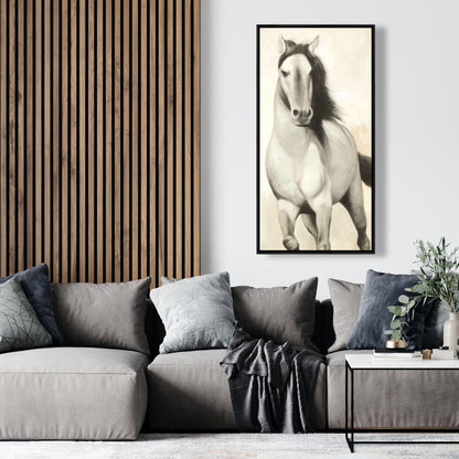 Graceful Horse Canvas | White Bedroom Western Framed Decor