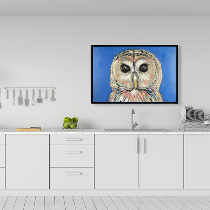 Colorful Spotted Owl Canvas | Blue Bird Bedroom Wall Art Decor