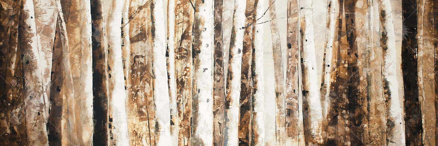Modern Trees Brown Canvas | Abstract Forest Wall Art Decor