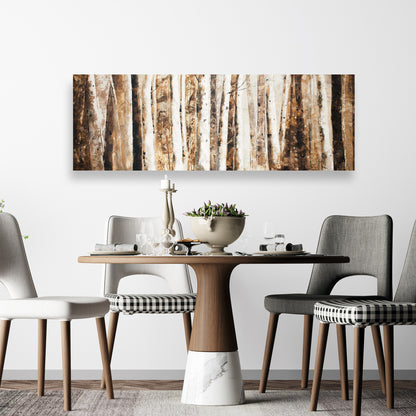 Modern Trees Brown Canvas | Abstract Forest Wall Art Decor