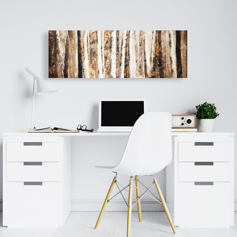 Modern Trees Brown Canvas | Abstract Forest Wall Art Decor
