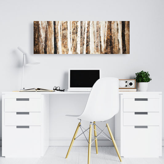 Modern Trees Brown Canvas | Abstract Forest Wall Art Decor