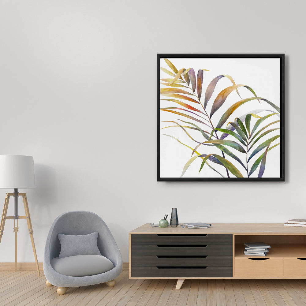 Toile aquarelle feuilles de palmier tropicales - Décoration d'intérieur exotique
