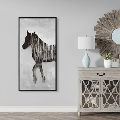 Gambading Abstract Horse Canvas | Brown Framed Animal Decor