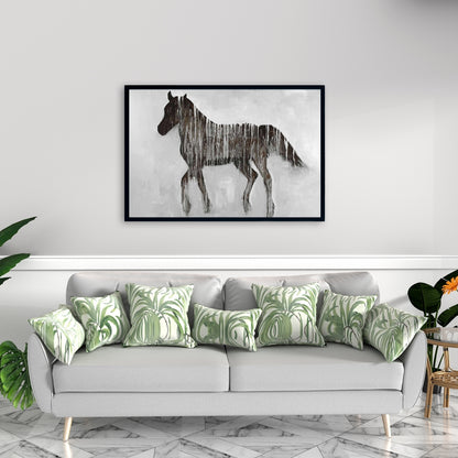 Gambading Abstract Horse Canvas | Brown Framed Animal Decor